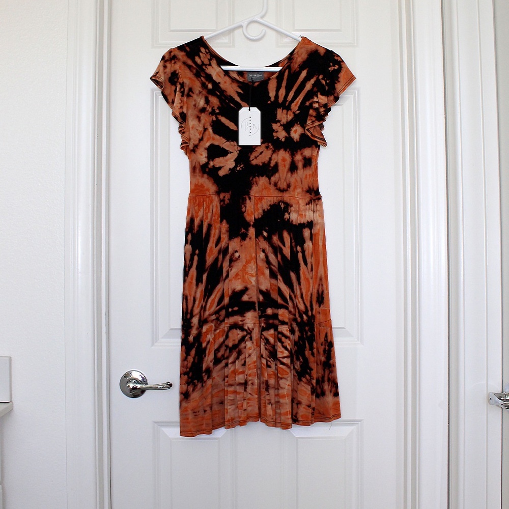 Handmade tie dye knit tiered skirt dress by Hue Revival